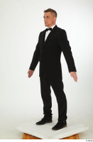  Steve Q black oxford shoes black trousers bow tie dressed smoking jacket smoking trousers standing whole body 0010.jpg